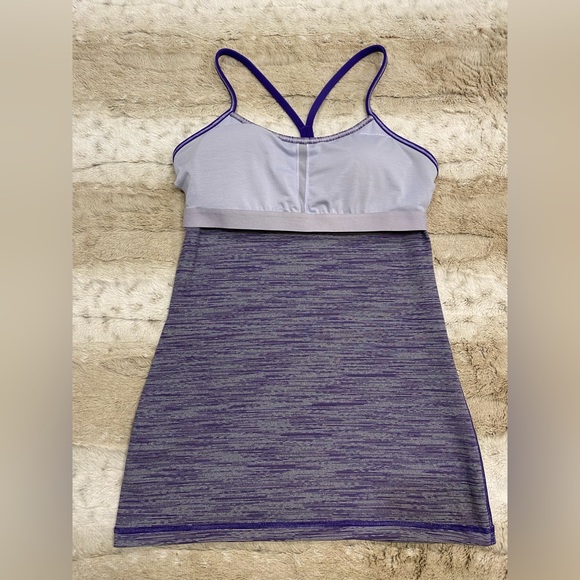 Lululemon Power Y Tank Micro Stripe Purple & White Size 6 - Picture 7 of 10